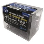 100PK Vis À Cloison Sèche Zinc Noir #6 x 1-5 / 8po