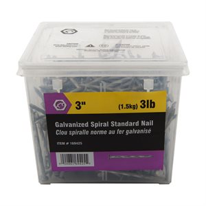 Spiral Standard Nail Galv 3in 3lbs (1.5kg) / pk