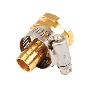 Brass Female Hose End Replacement w / Clamp 5 / 8"