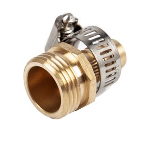 Brass Male Hose End Replacement w / Clamp 5 / 8"