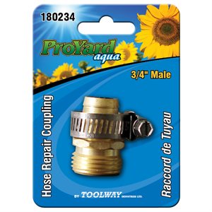 Brass Male Hose End Replacement w / Clamp 3 / 4"