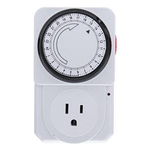 Indoor 24 Hour Mechanical Timer with Grounded Outlet