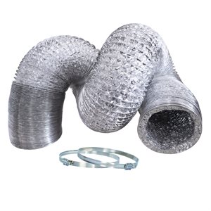 Flexible Aluminum Duct Hose With 2 Clamps 8in x 25ft