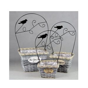 Rectangular Basket with Bird - set of 3