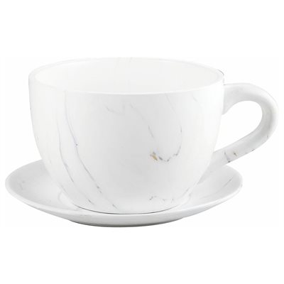 Tea Cup Planter & Saucer Carrara 9in (23cm)