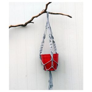 Planter Hanger Macrame Cotton Rope Style C 33in Grey