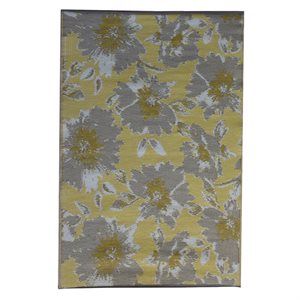 Outdoor Plastic Patio Rug Pema Floral 5 x 7ft Gold / Grey / White