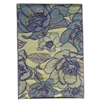 Outdoor Plastic Patio Rug Kassia Floral 6 x 9ft Blue / Ivory / Black / Green