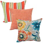 24Pc Outdoor Toss Pillows 16in x 16in Orange / Yellow Family Display