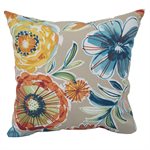 Outdoor Toss Pillow 16in x 16in Orange / Yellow / Blue Floral