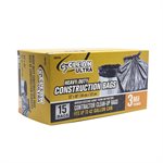 15PC Construction Garbage Bags 33x48in 3mil Black