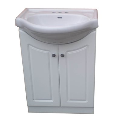 Vanity with White Ceramic Top 2-Door 24x19x33.5" White (Assembled)