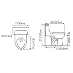 1-Piece Toilet Dual Flush Elongated-Front 4.8L / 6L White