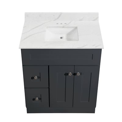 Newport Vanity Bottom 2-Door / 2-Drwr 30in x 21in Dk Gry