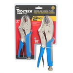 2PC Curved Jaw Locking Pliers Set