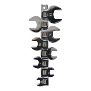 8PC Crow Foot Wrench Set Metric Carbon Steel