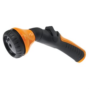 One Touch Hose Nozzle Sprayer Metal Flow Control 2 Pattern Orange