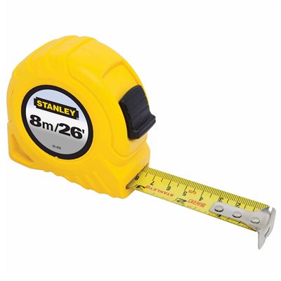 Tape Measure 26ft / 8m x 1in Metric / Imperial Yellow Stanley