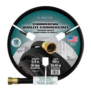 Water Hose Professional All Weather Rubber 5 / 8in x 100ft Black