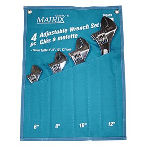 4PC Adjustable Wrench Set 6-8-10-12in