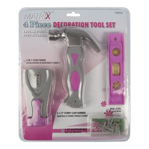 Home Decor Pink Hand Tool Set 4PC