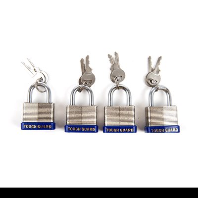 Padlock Laminated 30mm 4pc pack Key Alike