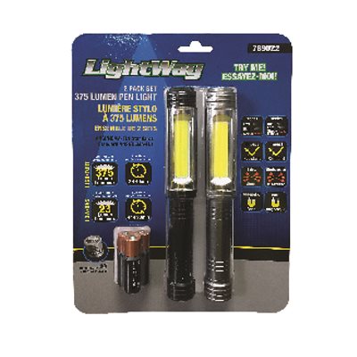 2PK LED Jumbo Pen Light Flashlight w / Pocket Clip 3 x AA Batteries