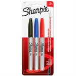 3PK Permanent Marker Fine Tip Assorted