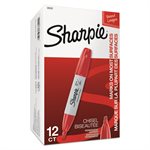 12PK Permanent Marker Chisel Tip Red