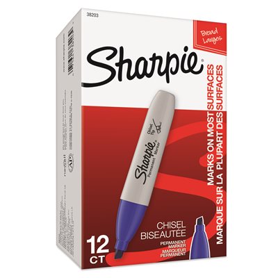 12PK Permanent Marker Chisel Tip Blue