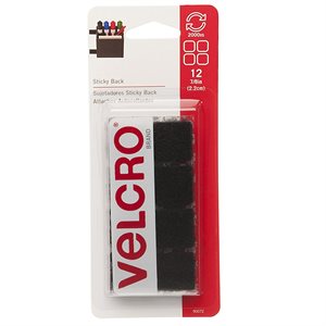 Velcro® Sticky Back Squares 7 / 8in Black 12PC