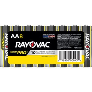 8PK Rayovac Ultra Pro Alkaline AA Batteries