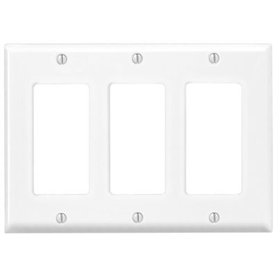 Decora Duplex GFCI Wall Plate 3-Gang White