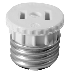Lampholder to Outlet Adapter Indoor 2 Wire White
