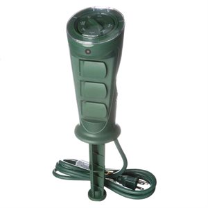 Yard Stake Outdoor 3-Outlet with Photocell & Built in Timer
