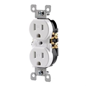 Duplex Receptacle Tamper Resistant 2 Pole 3 Wire White