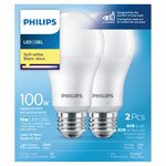 2PK Frosted LED Bulbs A19 100W E26 Soft White Non-Dimmable