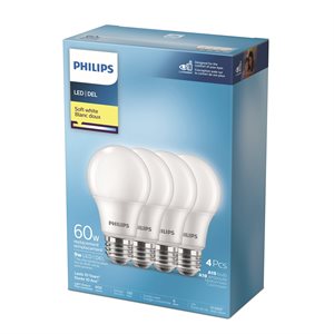 4PQ Ampoules DEL Givrées A19 60W E26 Blanc Doux Non-Gradable