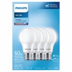 4PK Frosted LED Bulbs A19 60W E26 Daylight Non-Dimmable