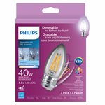 3PK Dimmable LED Light Bulb 3.3W (60w) In / Outdoor Blunt Time Candle Medium Base (B11)