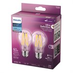 2PK Ultra Definition Clear LED Bulbs A19 60W E26 Daylight Dimmable