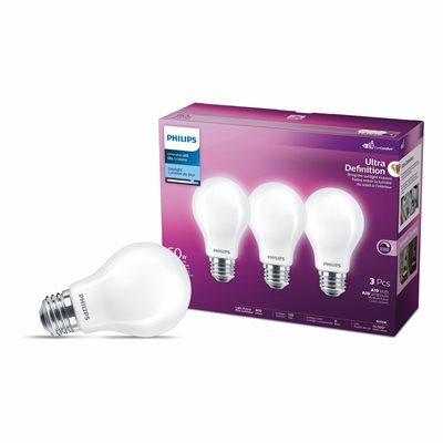 3PQ Ampoule DEL Givrée Ultra Définition A19 E26 8W=60W 800lm Lumière Du Jour