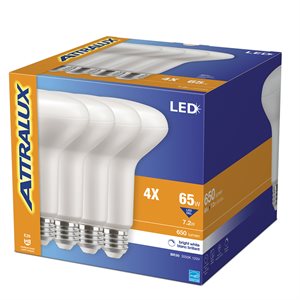 4PK Ampoule LED BR30 Flood Dimmable à Base E26 7.2W Blanc Lumineux