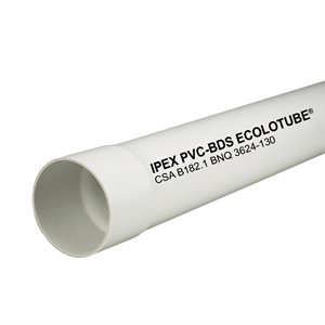 Tuyau En PVC Solide 4po x 10pi BNQ BlancSEULEMENT L'ONTARIO / PQ