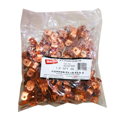 100pk Copper Clad Tube Clips w / Nails 1 / 2in