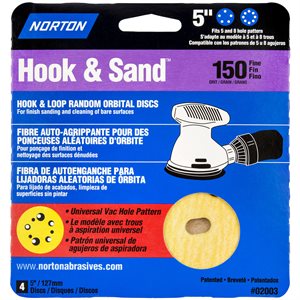 Hook & Loop Disc 5in With 5 Or 8 Hole P150 4PC