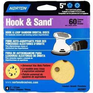 Hook & Loop Disc 5in With 5 Or 8 Hole P60 4PC