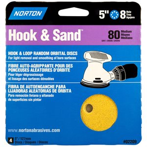 Hook & Loop Disc 5in 8 Hole 80g