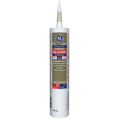 GE Silicone 2 Mastic de cuisine et de salle de bain avancé 298ml Amande