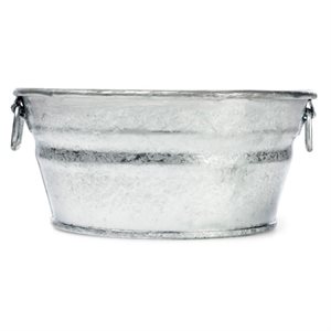 Round Galvanized Mini Low Flat Wash Tub Hot Dipped Zinc Steel .95l / 1qt